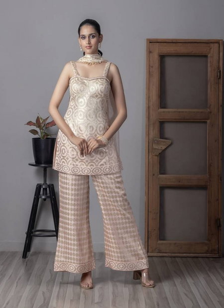 Tcs 115 Pink Designer Embroidered Silk Readymade Suits Orders In India