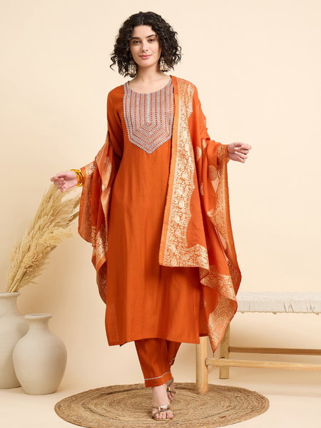 Dhruvi 284 Silk Fancy Kurti With Bottom Dupatta Wholesale Market In Surat With Price
