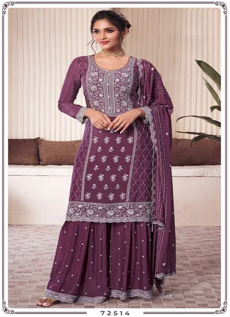 Syona 72511 To 72514 Chinon Embroidered Salwar Suits Wholesale Clothing Suppliers In India