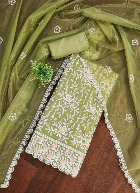 Color Set 9080 Twill Silk Embroidered Dress Material Suppliers In India