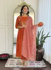 Aneri Orange Viscose Silk Fancy Kurti Bottom With Dupatta Wholesale Clothing Suppliers In India