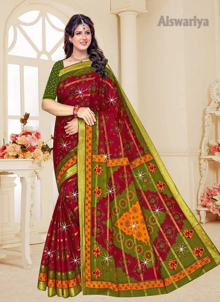 Aiswariya 01 Cotton Printed Party Wear Saree Wholesale Suppliers In Mumbai