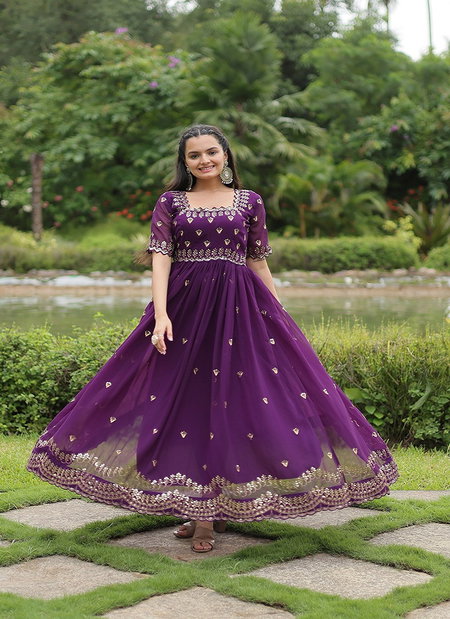 Sn 2059 61 Beautiful Designer Faux Blooming Gown Wholesale Online