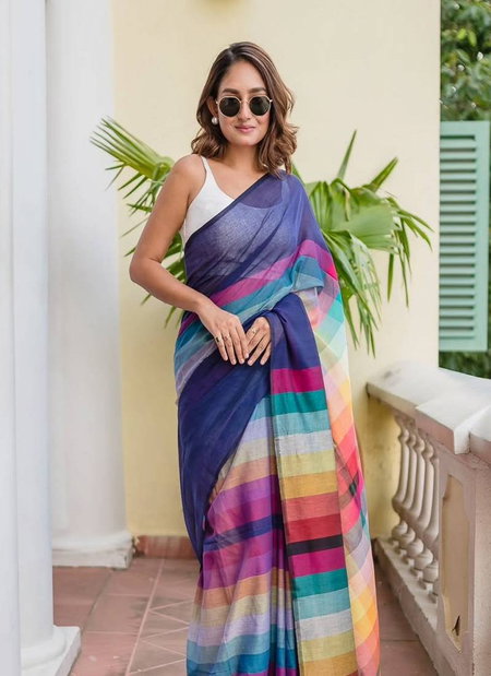 Bt 422 Digital Printed Linen Fancy Saree Exporters In India