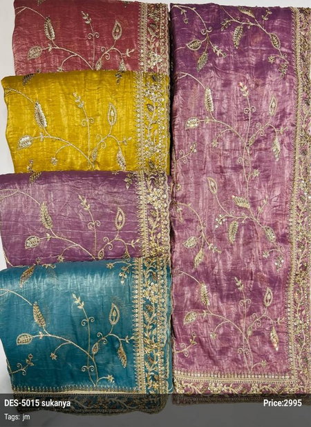 Des 5015 Sukanya Gold Crush Fancy Saree Wholesale Market Surat