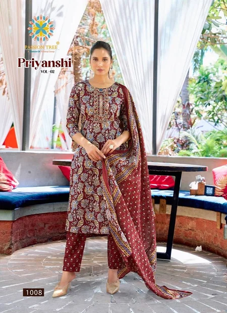 Priyanshi Vol 2 By Passion Tree Straight Cotton Readymade Suits Wholesalers In Delhi