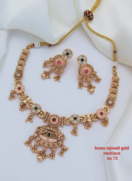 Brass Rajwadi Gold Necklace 19 Online Wholesale