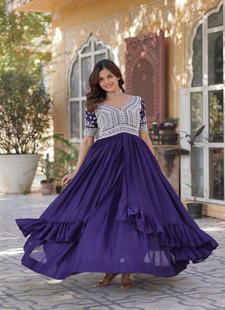 Jf 2485 Amazing Georgette Designer Gown With Bottom Wholesale Suppliers In Mumbai