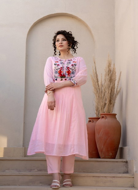 Tanyaa P 321 Mul Cotton With Handwork Touchup Kurti With Bottom Wholesale Clothing Distributors In India
