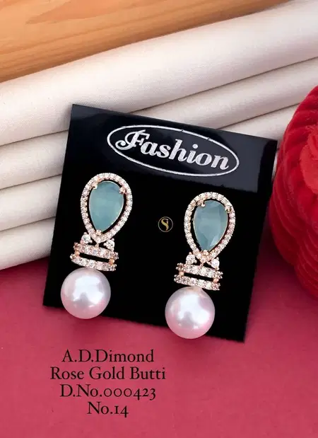 Ad Diamond Silver And Rose Gold Earrings 11 Online Wholesale