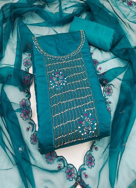 Kriti 11462 Beautfiul Silk Embroidered Dress Material Exporters In India
