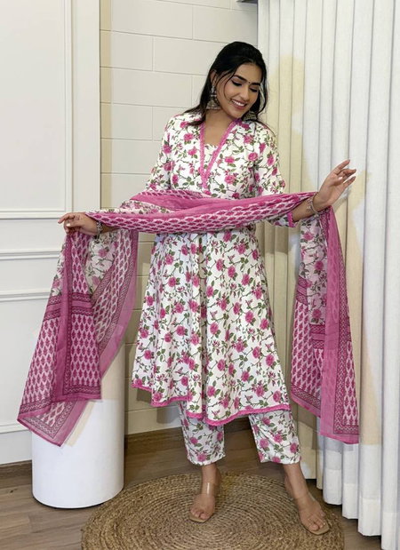 Kamini 2 Cotton Slub Floral Printed Wholesale Kurti With Bottom Dupatta In India
