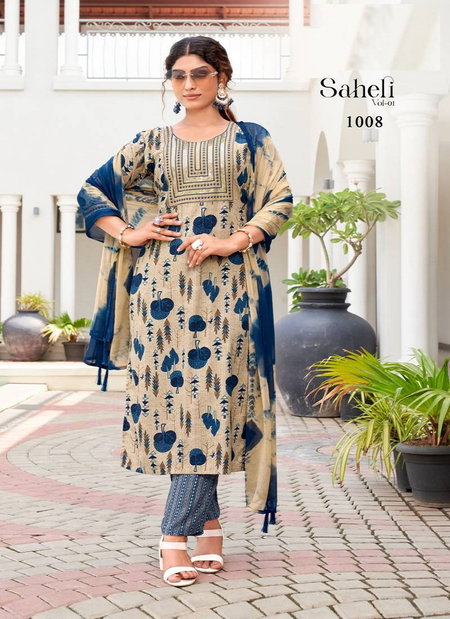 Saheli Vol 1 Rayon Foil Printed Wholesale Kurti With Bottom Dupatta In India
