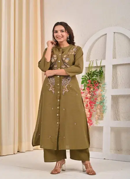Naisha K 71 Khadi Cotton Embroidery Surat Kurti With Bottom Wholesale Market
