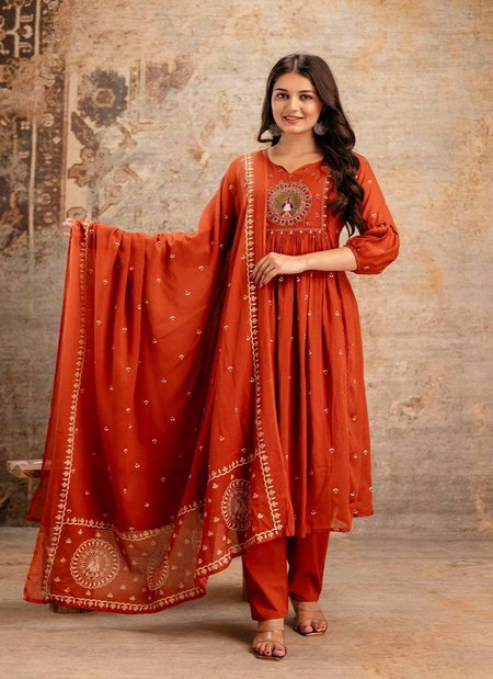 Naisha K 132 Cotton Embroidered Kurti Bottom With Dupatta Wholesalers In Delhi