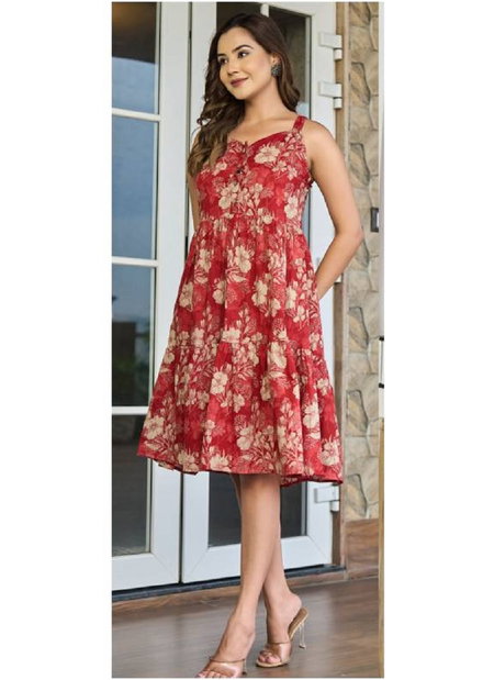 Naisha K 134 Cotton Casual Wear Midi Dress Bulk Orders In India