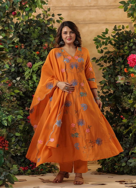 Naisha K 153 Mul Chanderi Kurti Bottom With Dupatta Online Wholesale