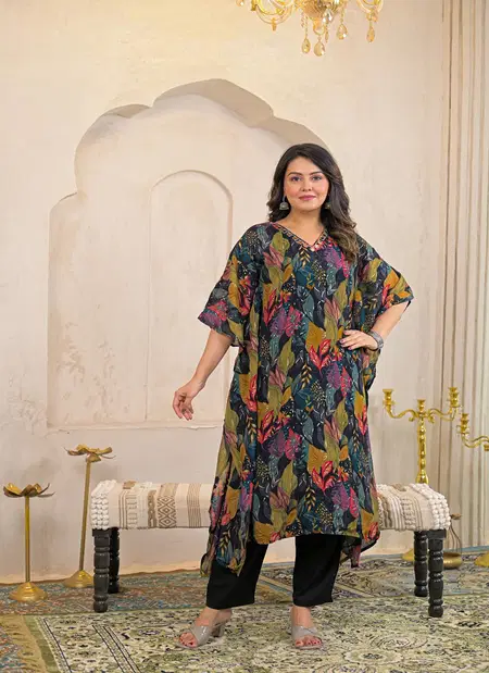 Naisha K 157 Chinon Printed Kaftan With Bottom Wholesalers In Delhi
