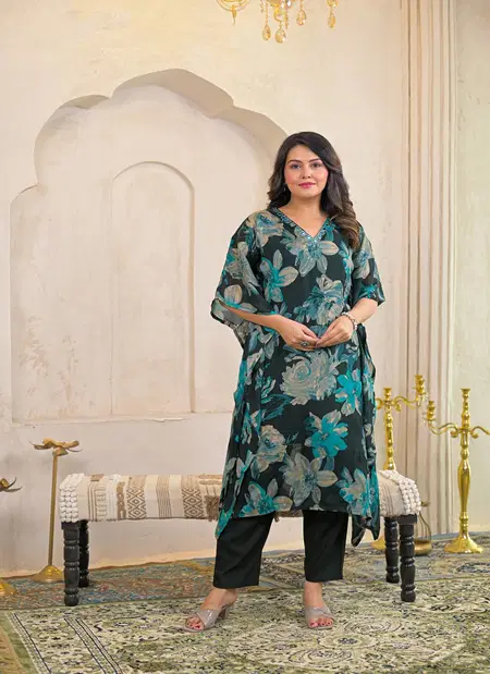 Naisha K 157 Vol 5 Chinon Printed Kaftan With Bottom Wholesale Distributors In India