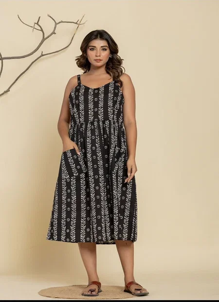 Naisha K 159 Cotton Casual Wear Midi Dress Wholesale Suppliers In India