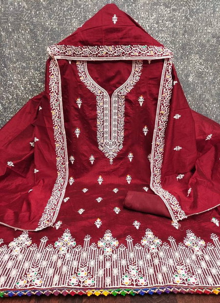 Heavy Chanderi Neck Vol 3 Fancy Chanderi Embroidery Dress Material Orders In India
