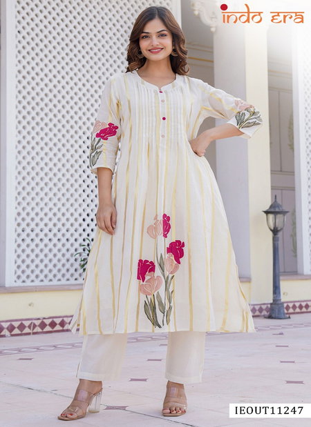 Indo Era 2578 Pure Cotton Floral Printed A Line Kurta With Trousers Wholesale In India