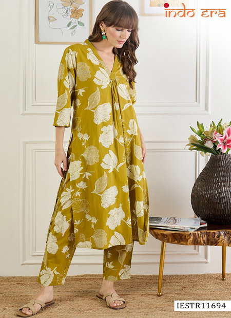 Indo Era 2580 Floral Printed Cotton Kurta With Trousers Wholesalers In Delhi