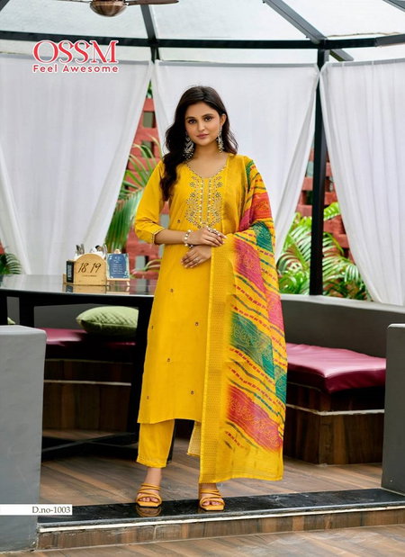 Mayree By Ossm Viscose Roman Silk Kurti With Bottom Dupatta Wholesalers In Surat