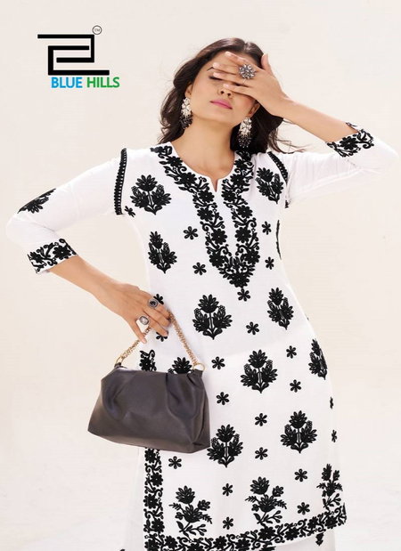 Black And White Vol 18 By Blue Hills Rayon Surat Kurti With Bottom Dupatta Wholesale Market