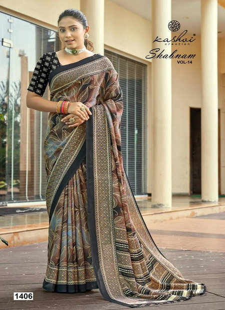 Shabnam Vol 14 By Kashvi Dull Moss Printed Daily Wear Saree Wholesale Shop In Surat