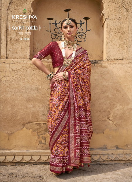 Sankh Patola By Kreshva Lux Pv Silk Wedding Wear Saree Wholesalers In Surat