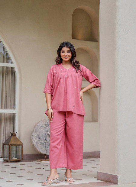 Naisha K 206 Casual Wear Cotton Embroidered Cord Sets Wholesale Market Surat