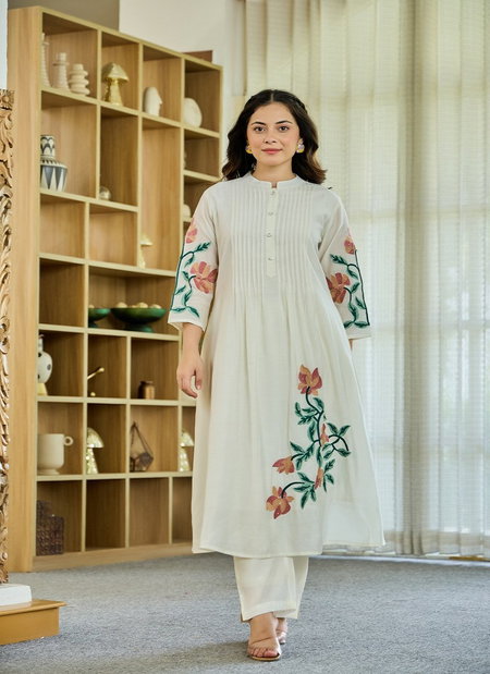 Naisha K 208 Roman Silk Embroidered Kurti With Bottom Wholesale Online