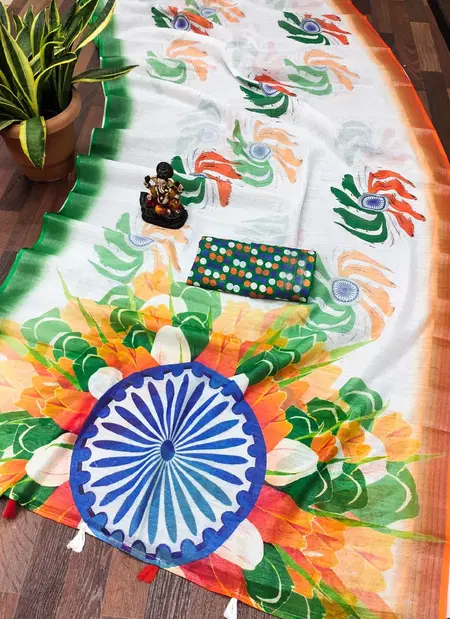 Vc Triranga Independence Day Special Linen Digital Printed Saree Exporters In India