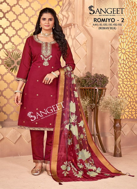 Romiyo 2 By Sangeet Roman Silk Wholesale Kurti With Bottom Dupatta In India