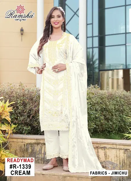 Ramsha R 1339 Black And Cream Pakistani Readymade Suits Orders In India