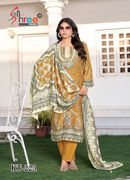 Kt 223 By Shree Viscose Maslin Printed Designer Salwar Suits Exporters In India