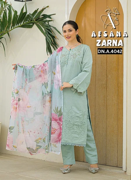 Zarna By Afsana Vertican Embroidery Surat Readymade Suit Wholesale Market