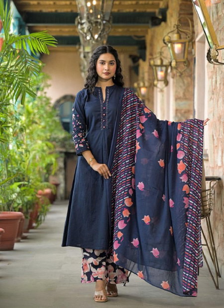 Naisha K 219 Cotton Printed Kurti With Bottom Dupatta Best Wholesale Shop In Surat