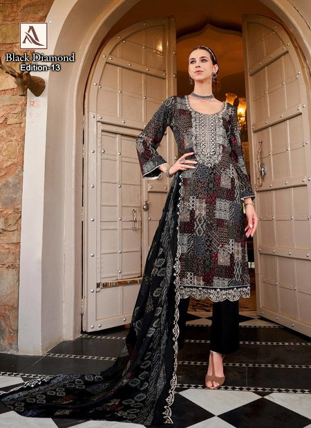 Black Diamond 13 By Alok Suit Rayon Embroidery Dress Material Wholesale Online