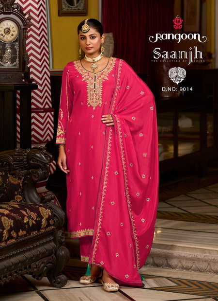 Saanjh By Rangoon Chinon With Fancy Work Suit Bulk Orders In India