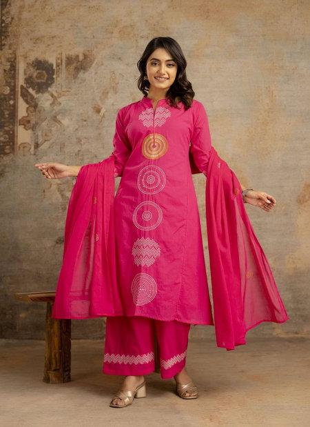 Naisha K 240 Cotton Fancy Kurti With Bottom Dupatta Exporters In India