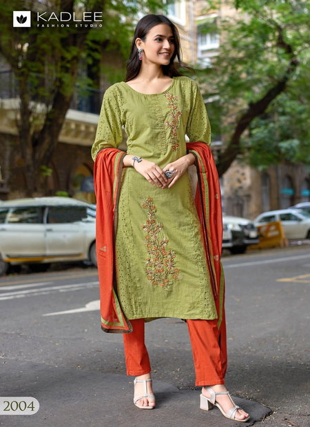 Roohi By Kadlee Schiffli Cotton Kurti Bottom With Dupatta Exporters In India