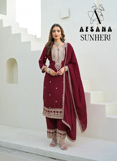 Sunheri By Afsana Chinon Embroidered Salwar Suit Wholesale Suppliers In Mumbai