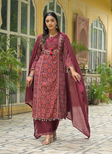 Naisha K 243 Cotton Embroidered Kurti With Bottom Dupatta Wholesalers In India