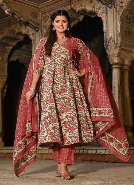 Naisha K 248 Cotton Printed Kurti With Bottom Dupatta Wholesale In India