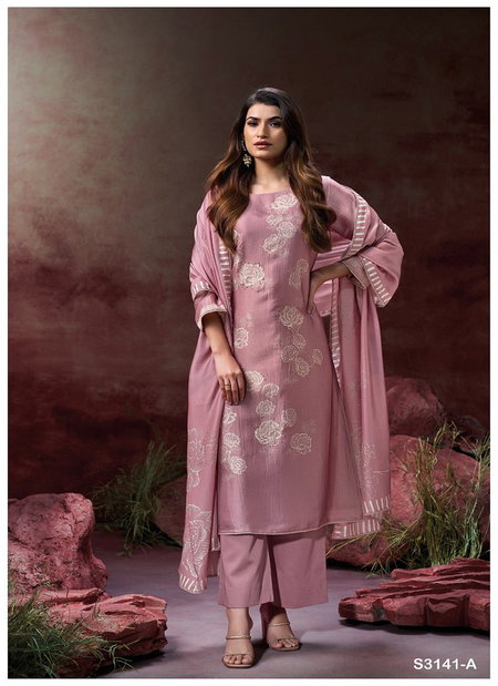 Ellahi 3141 By Gnaga Bemberg Silk Embroidered Suit Exporters In India