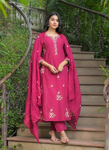 Naisha K 255 Cotton Embroidered Fancy Kurti With Bottom Dupatta Wholesale Online