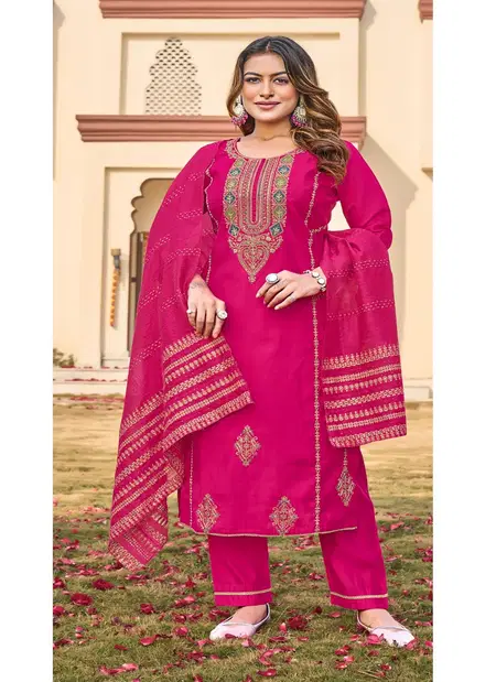 Sahiba By Vitara Roman Silk Embroidred Readymade Suits Exporters In India
