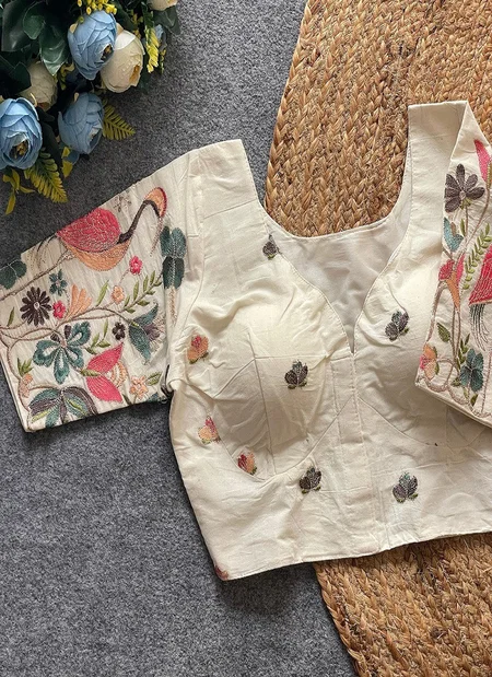 Fab Khadi 6 Khadi Cotton Embroidered Blouse Wholesale Distributors In India